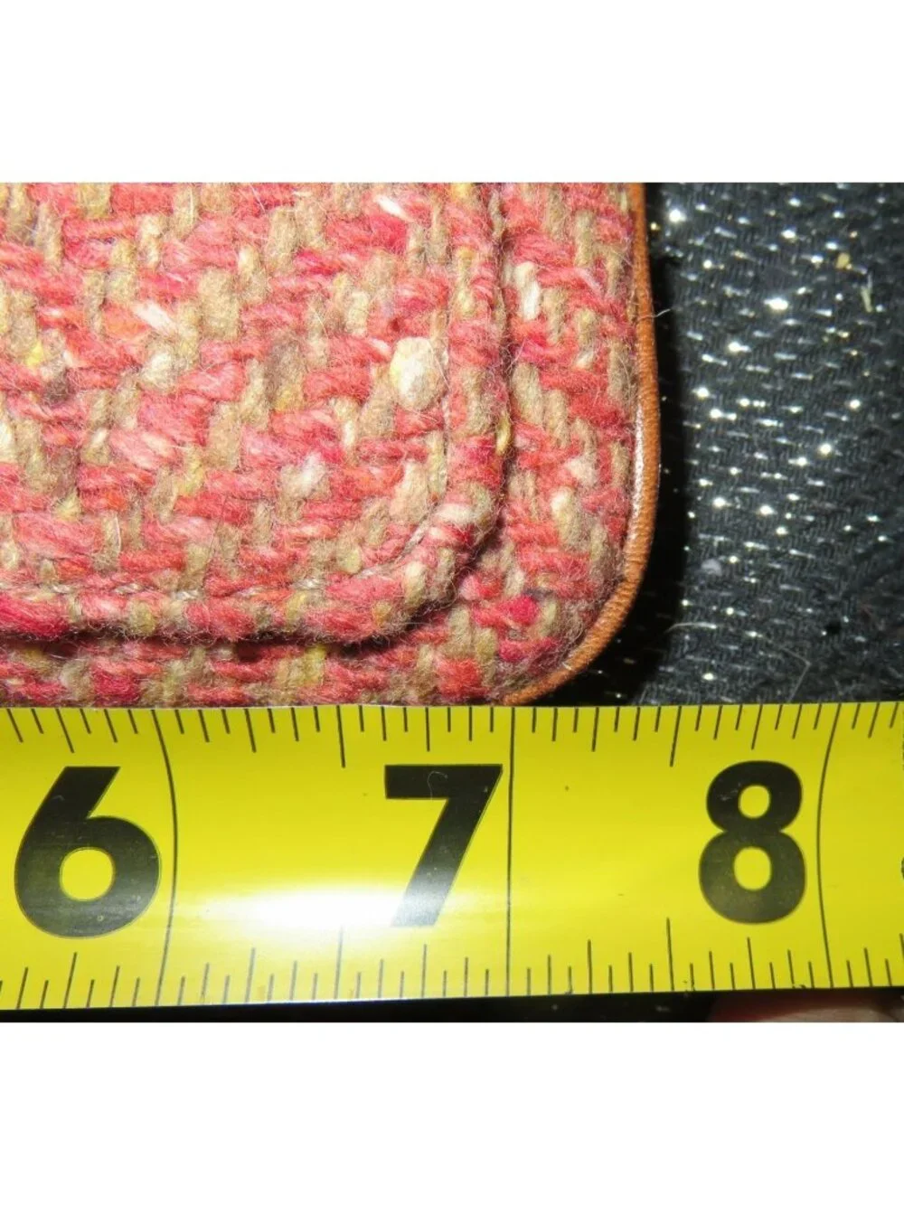 Coach Scaro Hampton Soho Herringbone Camel Leather Rose Tweed Wool Wristlet